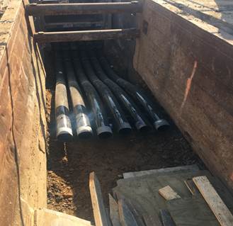 12-way 5” fiberglass conduits installation - 9th & Monroe