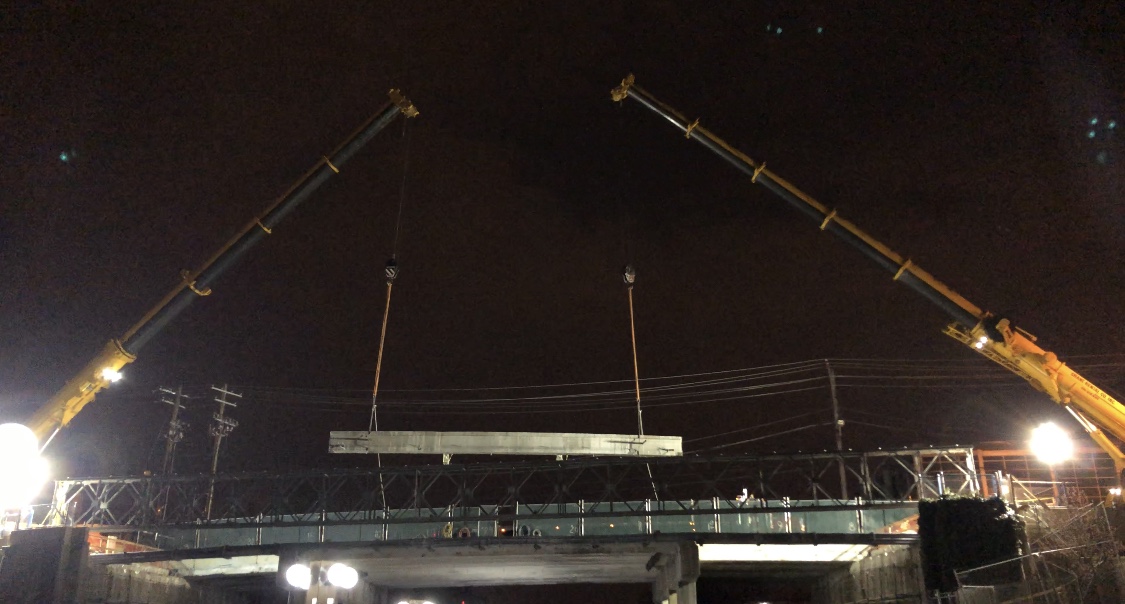 Concrete beam lifting over span 2