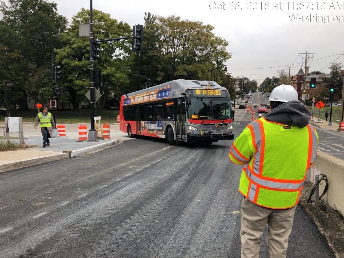 WMATA Bus Turning Test for Phase 2 (Monroe &amp; 9th)