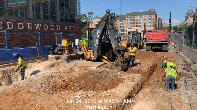 Phase 2: West Side, trench excavation for 6 Way Pepco Conduit