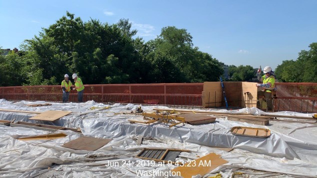 South Side Bridge Parapet form and rebar installation