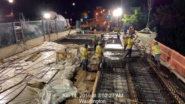 Phase 2: Sidewalk Concrete Placement #1 over Span 1