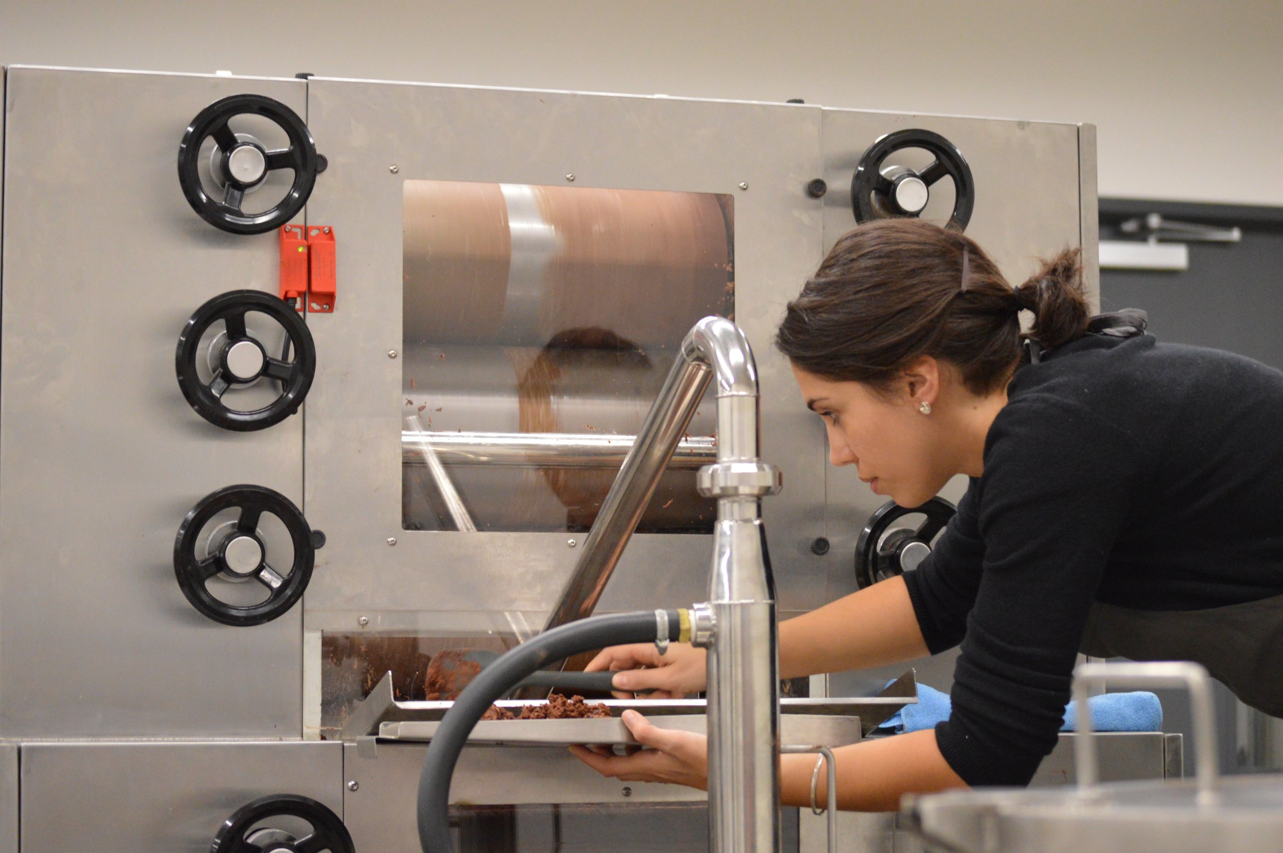 Sarah hard at work at the Harper Macaw chocolate factory. Photo credit: Harper Macaw