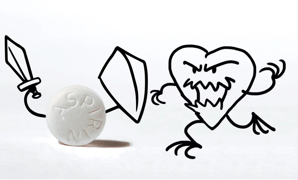 Aspirin protects against heart attacks. Ad concept