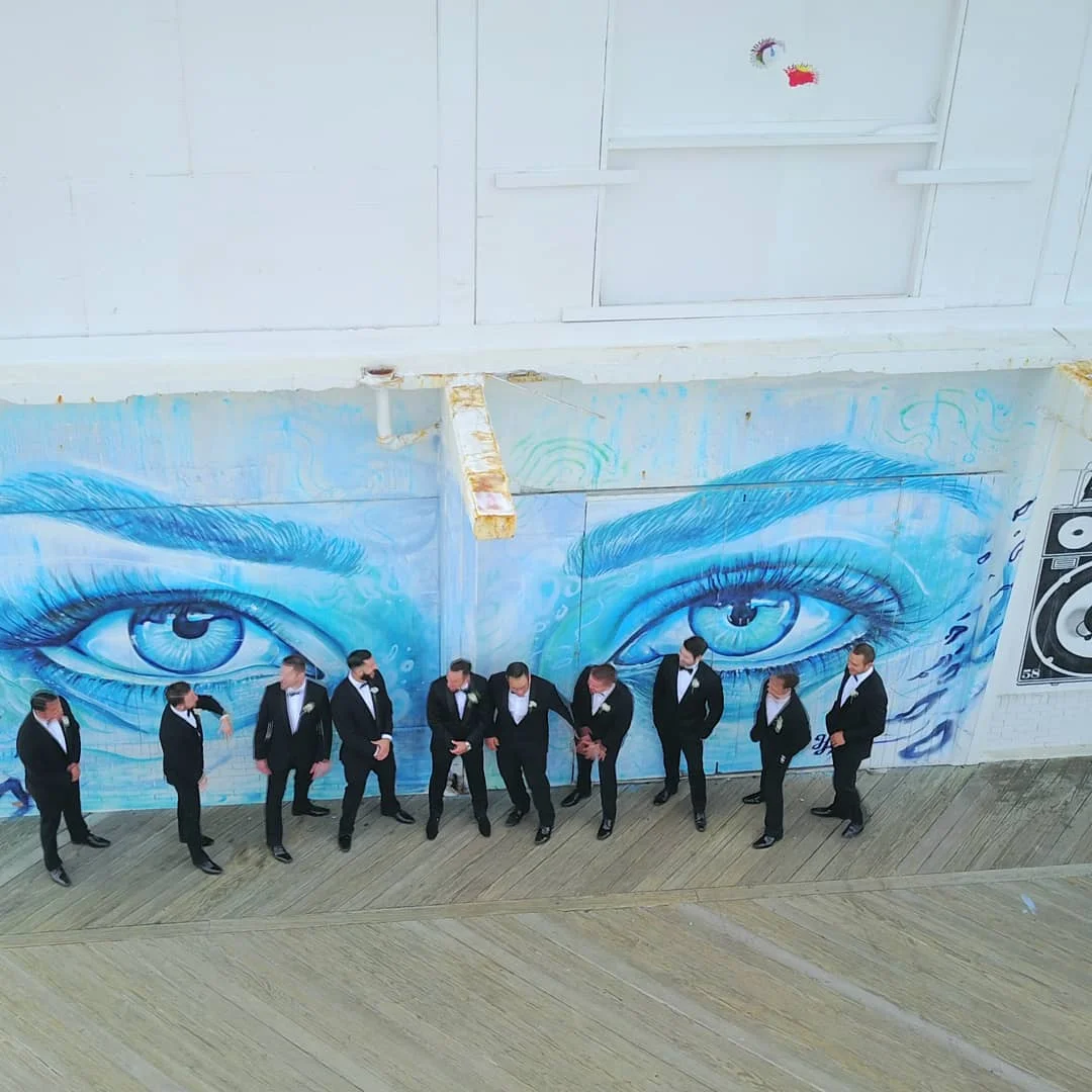 These groomsmen having a blast on the Asbury park boardwalk