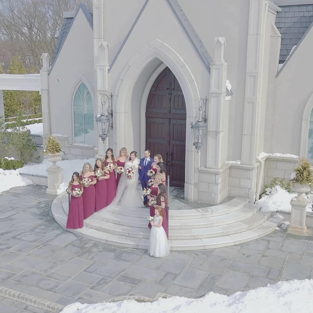Bridesmaids in front of Park Chateau's Chapel makes for a beautiful picture!
