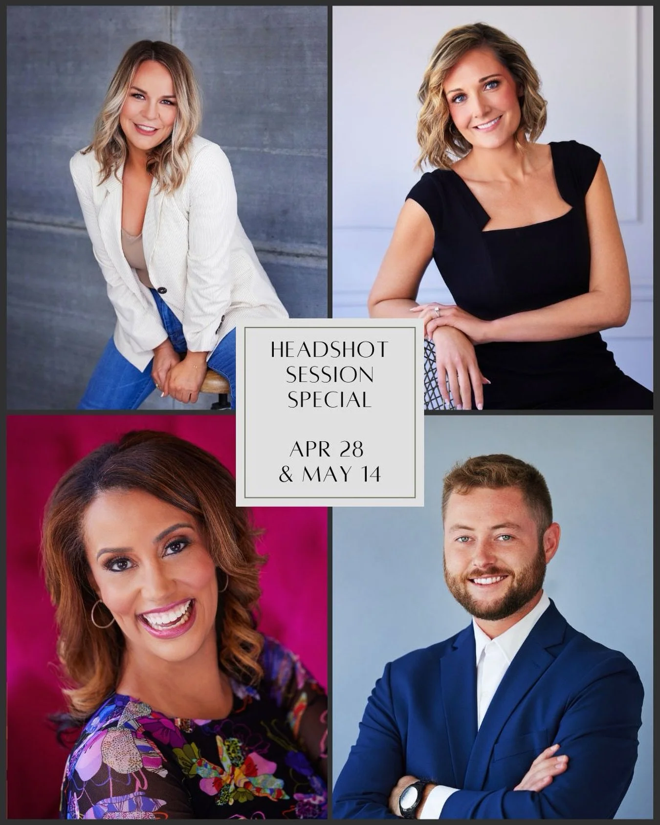 Our Spring Headshot Events are officially open! 🌸
Join us April 28 or May 14 for a streamlined, fully guided headshot experience designed for professionals, business owners, and creatives ready for an image update.

These are our only events until f