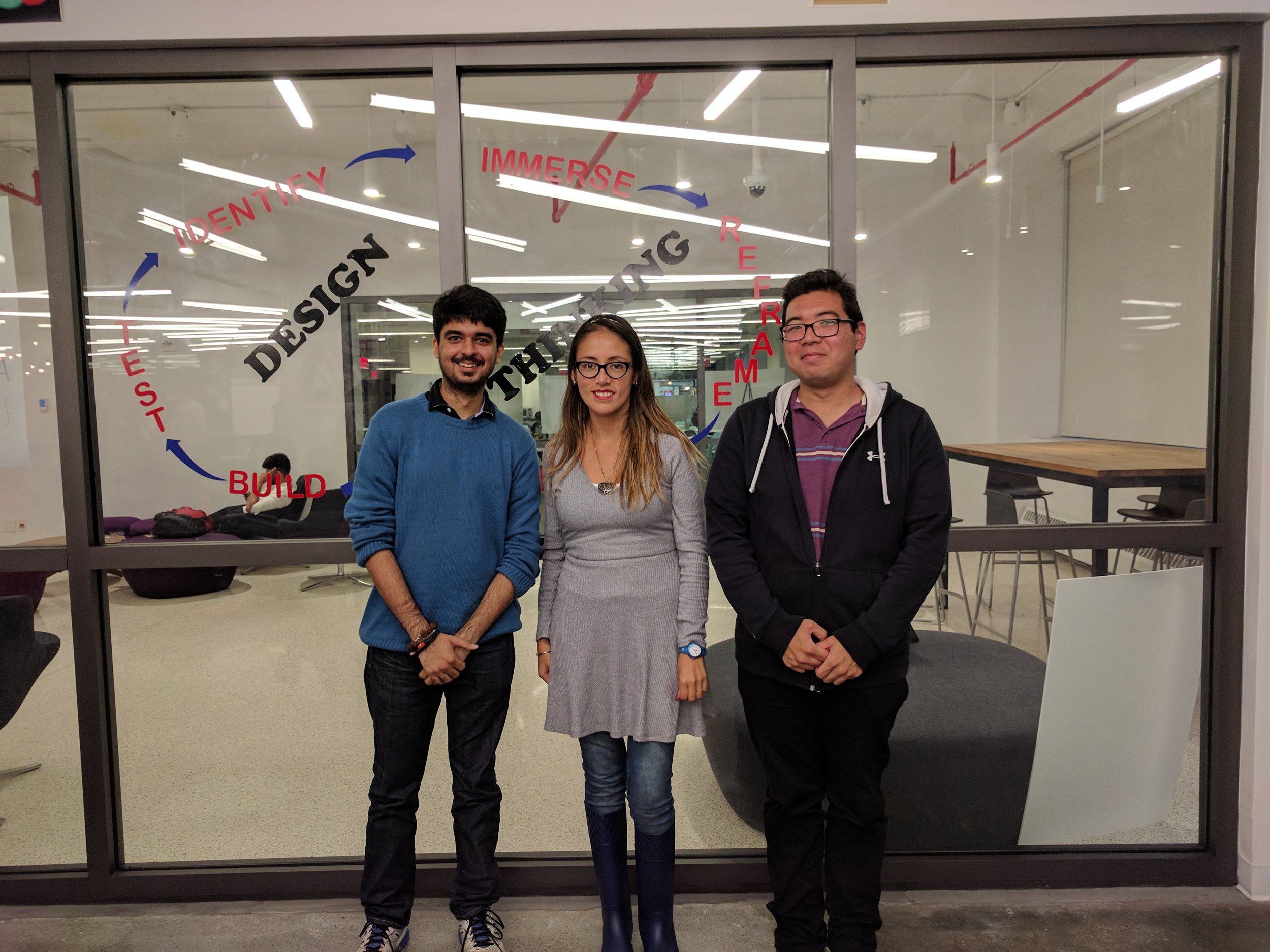 Adhish (OpenIDEO NY Chapter and Design for America of NYU), Madeleine and Freddy (OpenIDEO Lima Chapter)