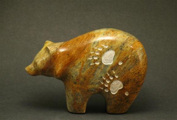 ZUNI BEAR WITH ETCHED TRACKS