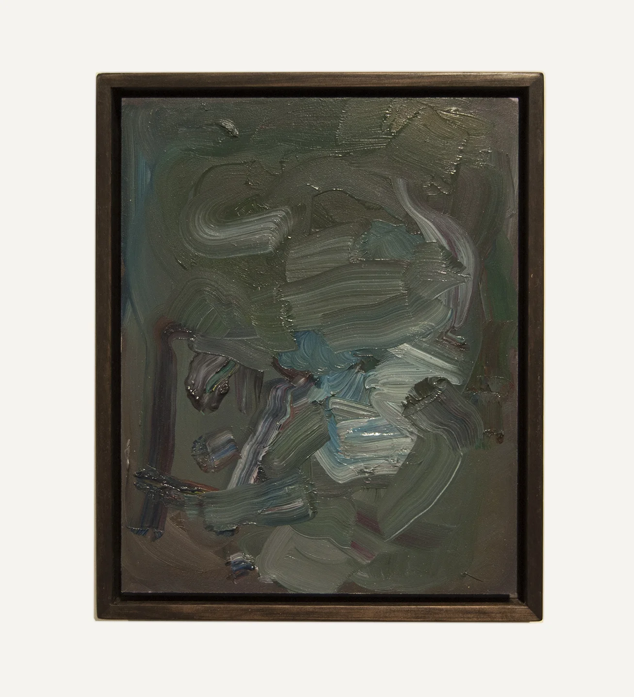 The cold 2016 oil on board 27.5X22.5cm framed