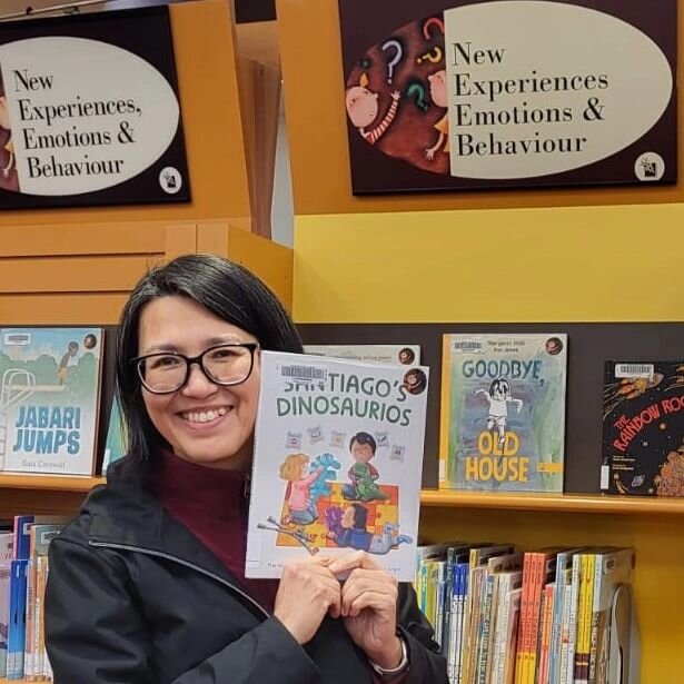 Look what I found at the Richmond Public Library!

Santiago's Dinosaurios is in the &quot;new experiences&quot; section of the main branch (Minoru).

Written by @marianariosr and published by @albertwhitman . It was great seeing it in the wild!

#pic
