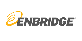 Enbridge logo featuring a stylized orange and yellow swirl with gray text.