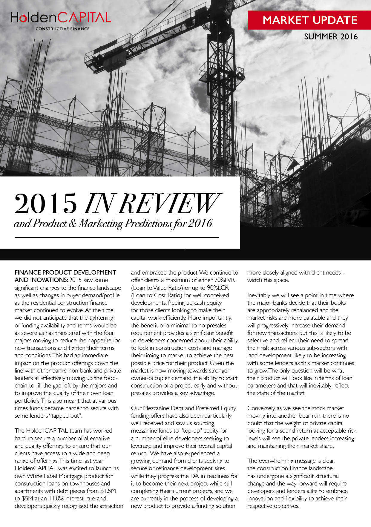 Summer Quarterly Update: Construction Finance News