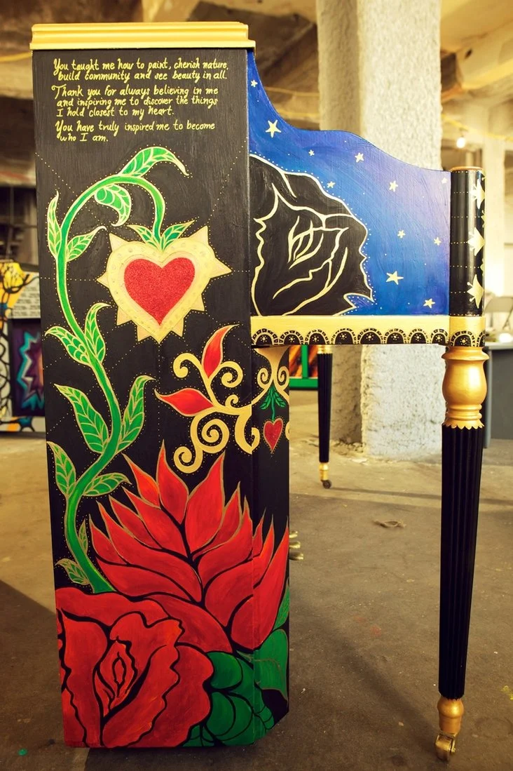 In 2014, Maxine painted a piano for the organization Sing for Hope . Her piano was selected to be displayed in Times Square as part of their NYC public art interactive installation.