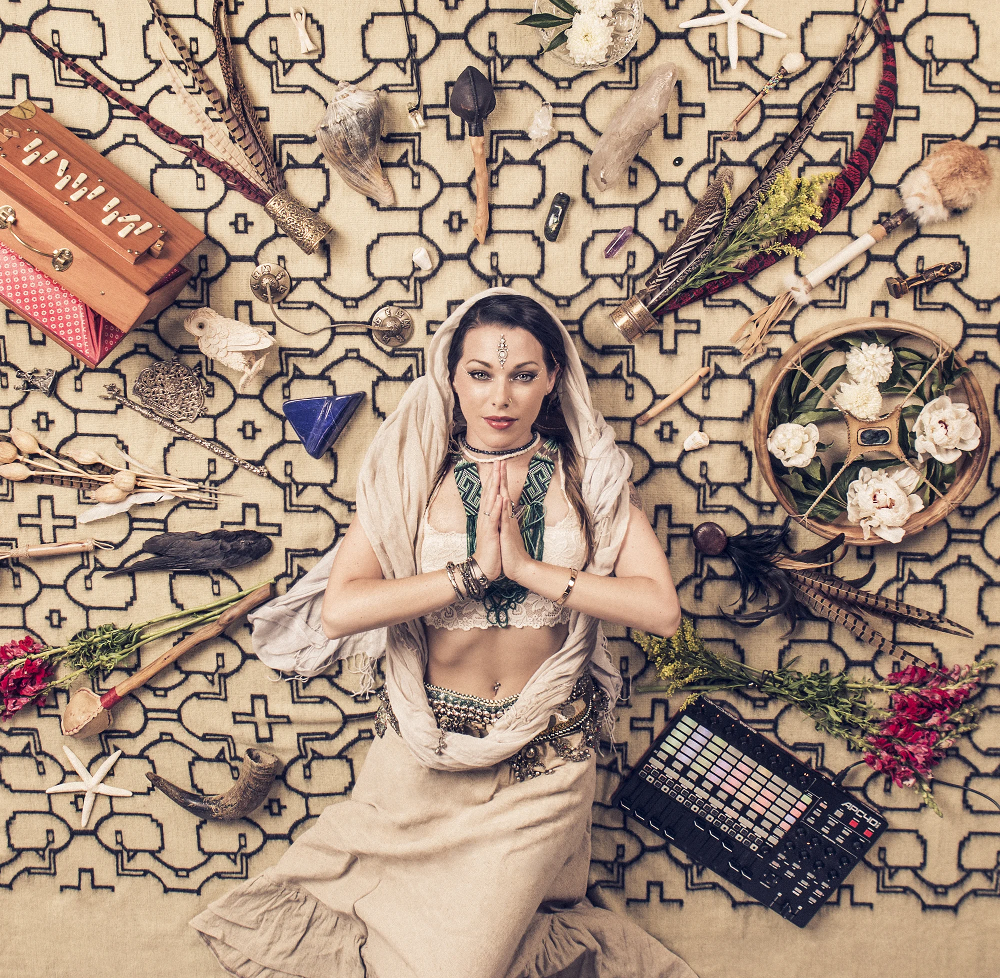 Creative portrait made to promote, singer and fire performer, Kai Altair Involvement: Photography, prop styling, post production
