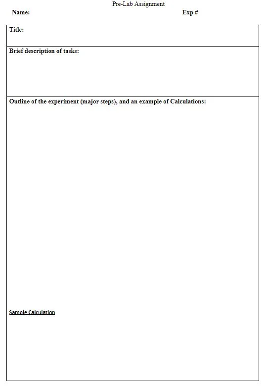 Prelab Template for General Chemistry Lab — Science Resource