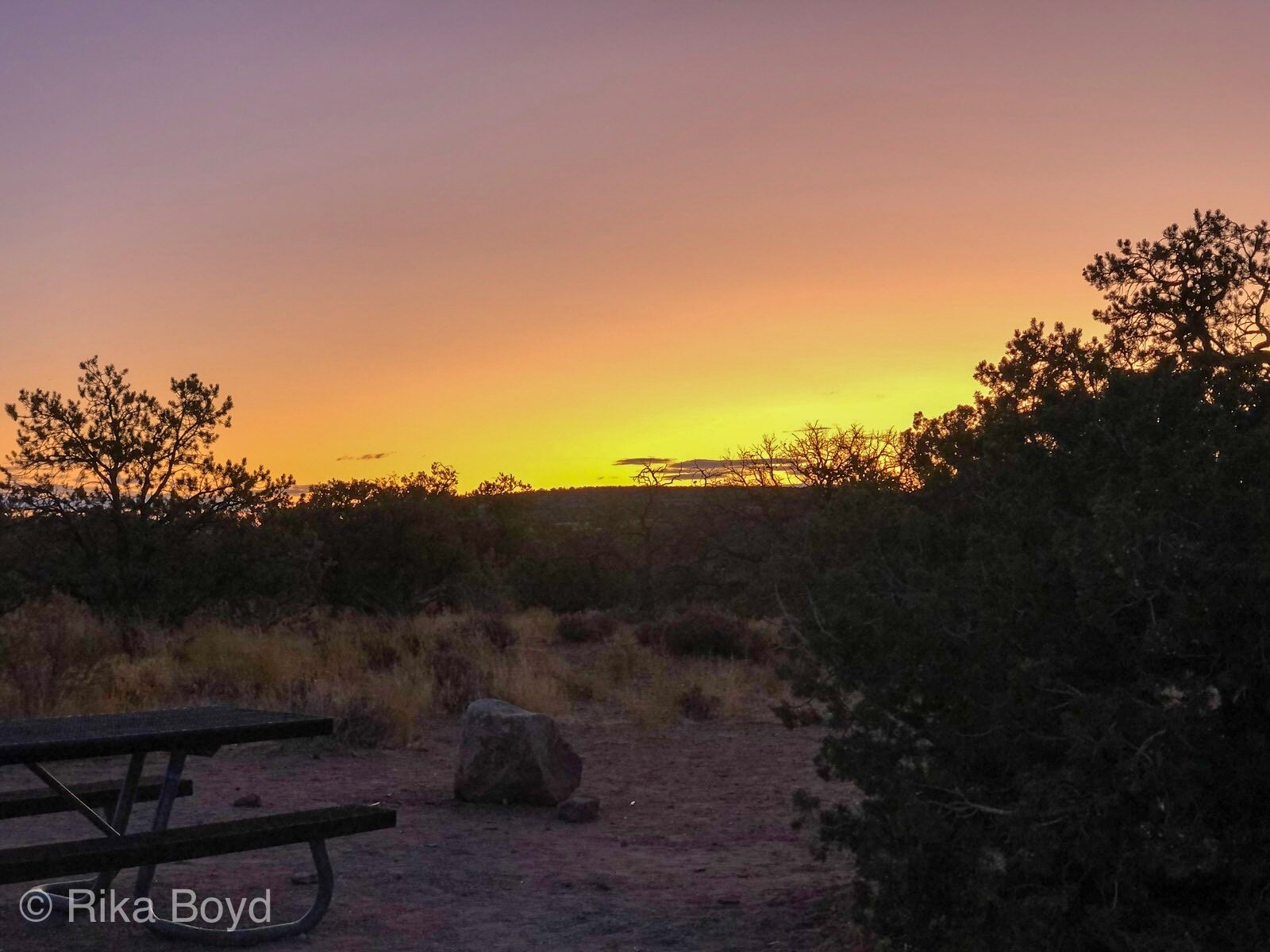 Sunrise at our campsite, Horsethief Campground