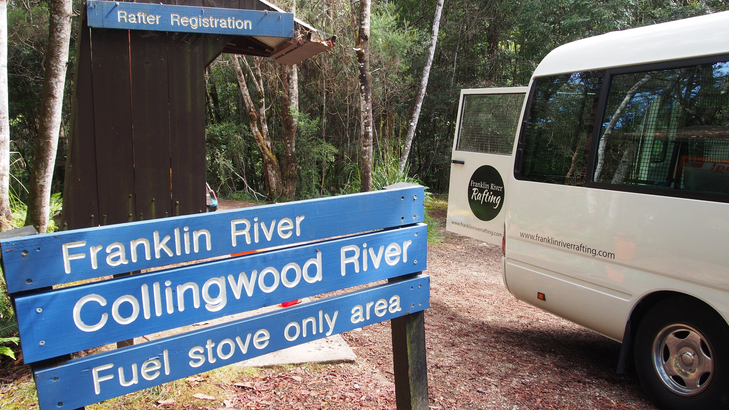 Franklin River Rafting, At the Collingwood bridge where it all beginns.JPG