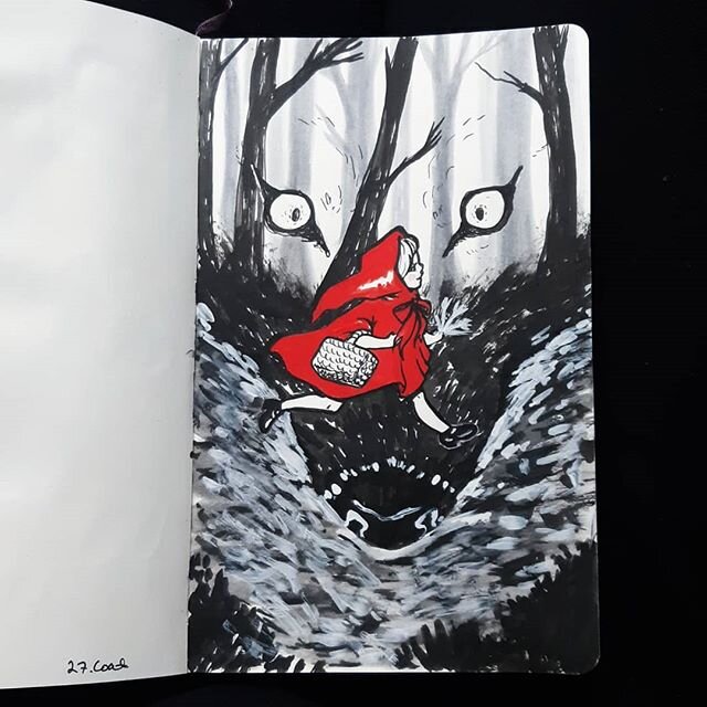 ▪️Tasty▪️Dark▪️Cloak▪️
A delicious-looking Little Red Riding Hood on her way to Grandma's house ❤👵👧❤
🐺
Yay, it's Halloween!! 🎃 Had a lot of fun with this, and I really enjoy combining the prompts to make larger pieces, so that's what I'm going to