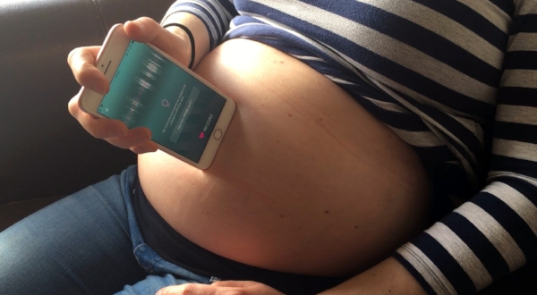 It took Claire (in this picture) 10 days to find her baby's beat and to learn the signs from her baby as to where best to look. She first found her baby at 23 weeks. This picture was taken at 26 weeks and she finds it fairly regularly. HMB is a learning process since every pregnancy is different. No heartbeat here.
