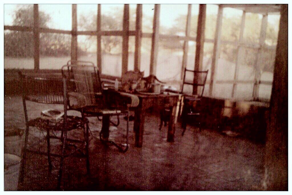 Front veranda of 'Heartbreak Hotel' - The house by the Blue Nile on the edge of the Sahara desert, Sudan, 1980. Photo by Brian Fogarty. 