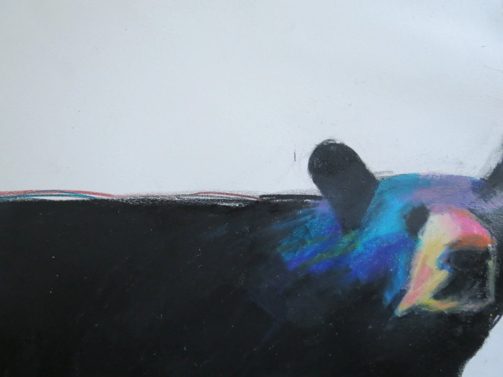 Long bear on bottom with colorful face