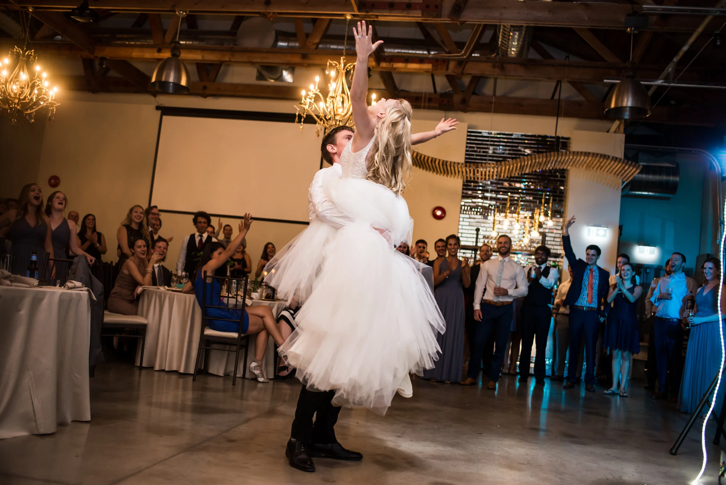 Surprise elements like choreographed dances are becoming more and more popular in the wedding plan of couples, and are a fun way to engage guests. Photography: Nina Polidoro .