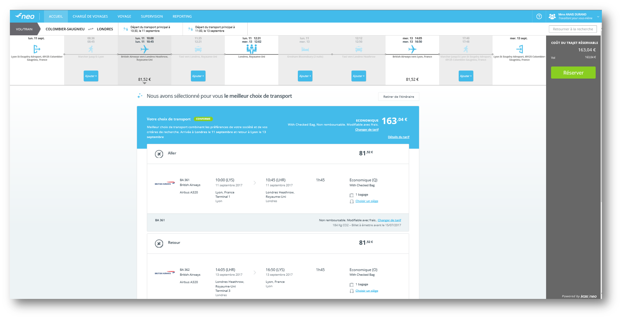 Proposition de voyages Lyon Londres avec notre Outils de réservation en ligne KDS Neo