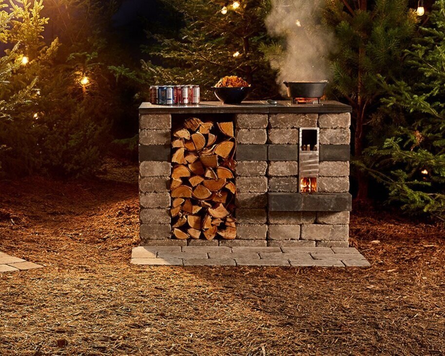 Rocket Stove + Wood Storage