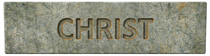 Close-up of the word 'CHRIST' engraved in stone.