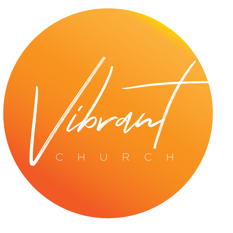 Logo for Vibrant Church with a gradient orange background and white handwritten-style text.