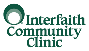 Interfaith Community Clinic logo with a stylized circular emblem and green text