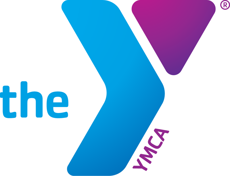 The logo of the YMCA featuring a large blue 'Y' with a purple triangle above it and the words 'the YMCA' in blue and purple text.