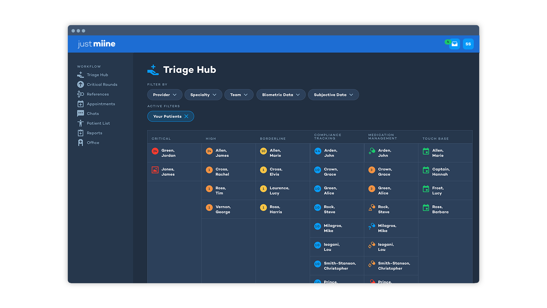 justmiine_Provider_Screen_TriageHub.png