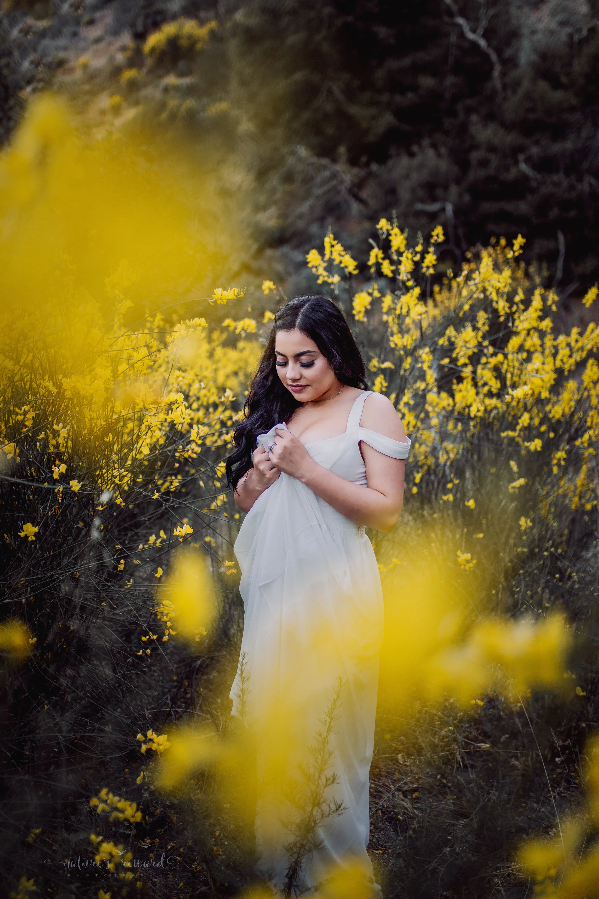Bridal session on the side of a mountain highway