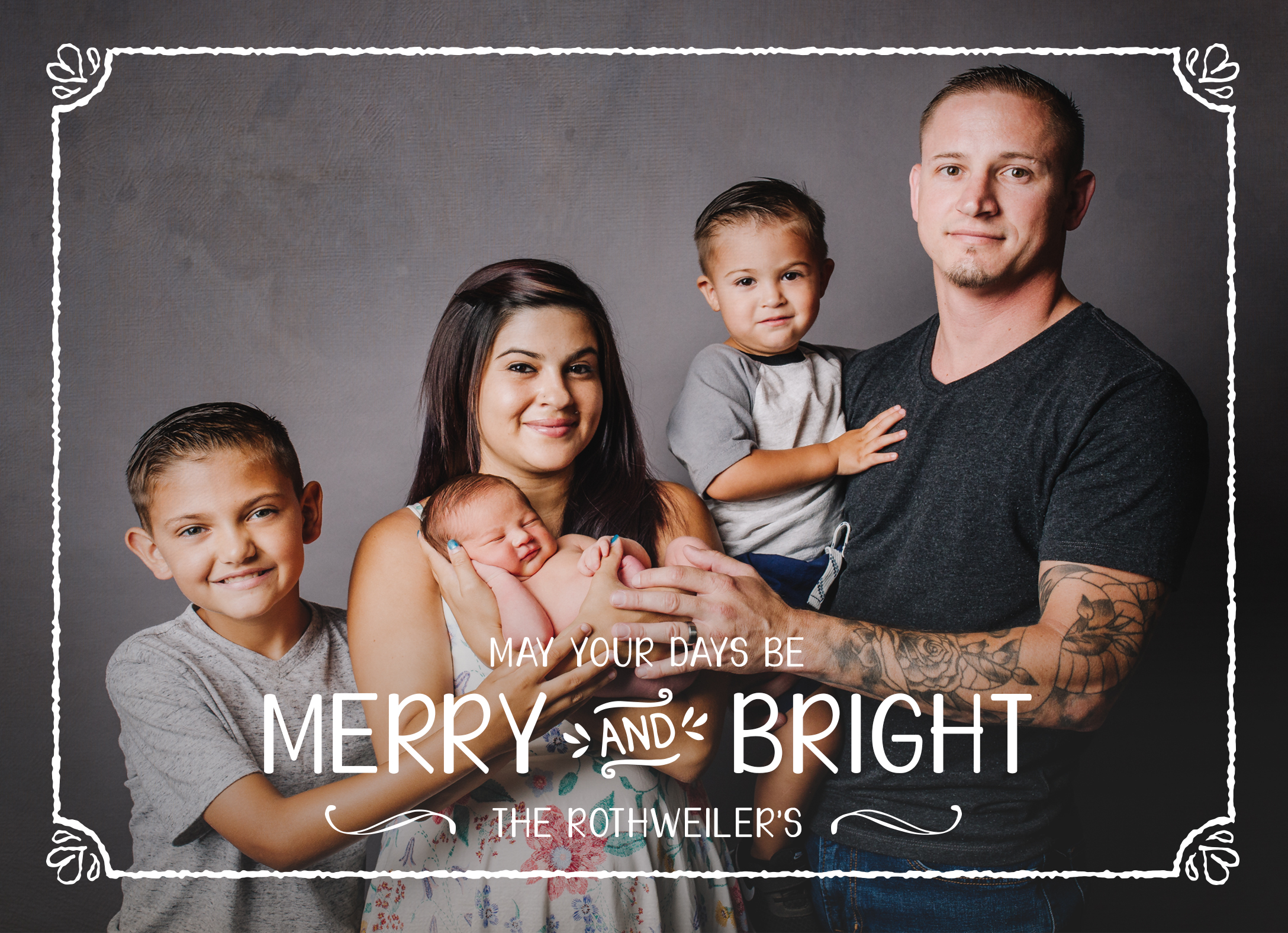 The family portrait is a wonderful portrait for this card as the simplicity allows for the enjoyment of all these merry faces!