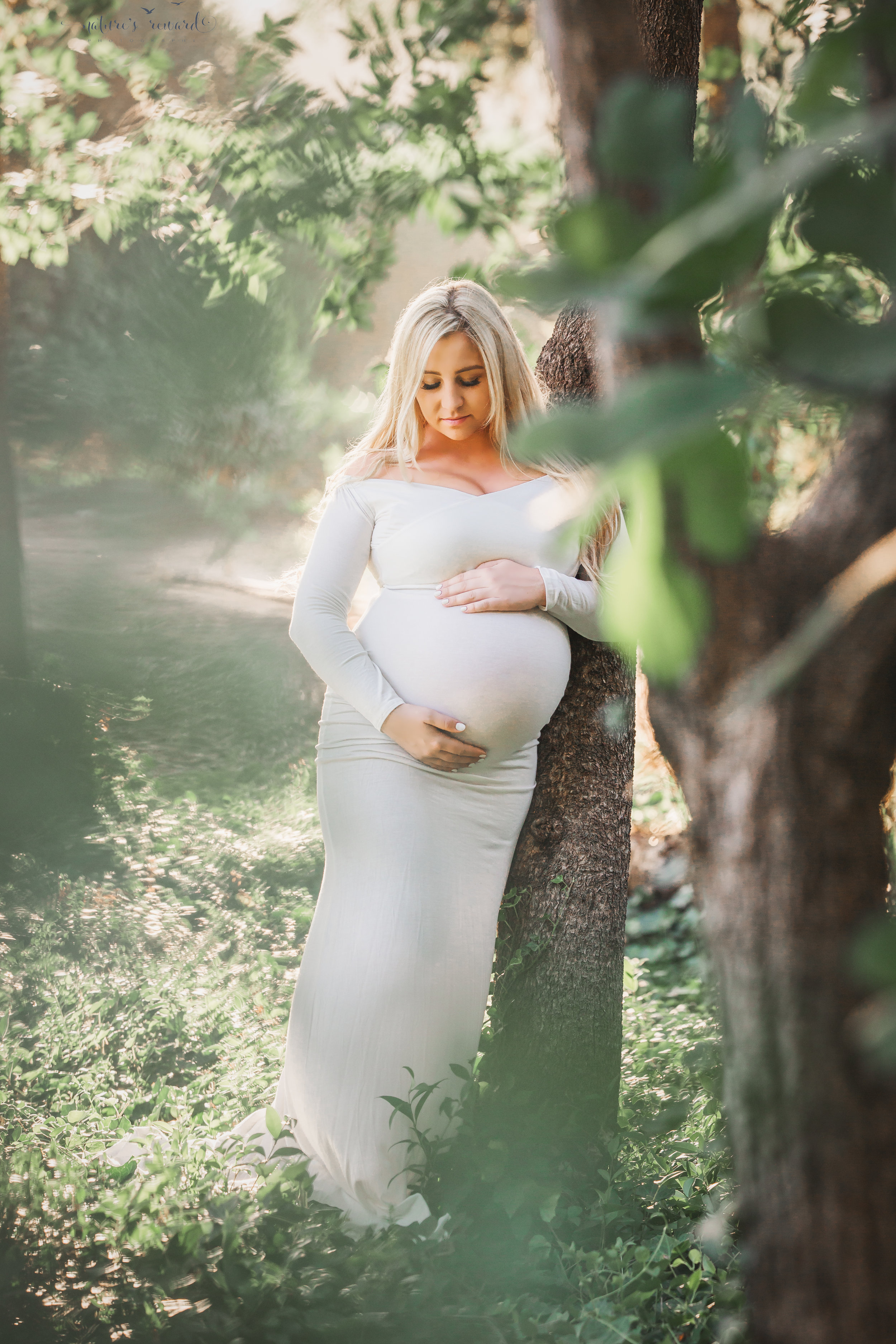 maternity session in white