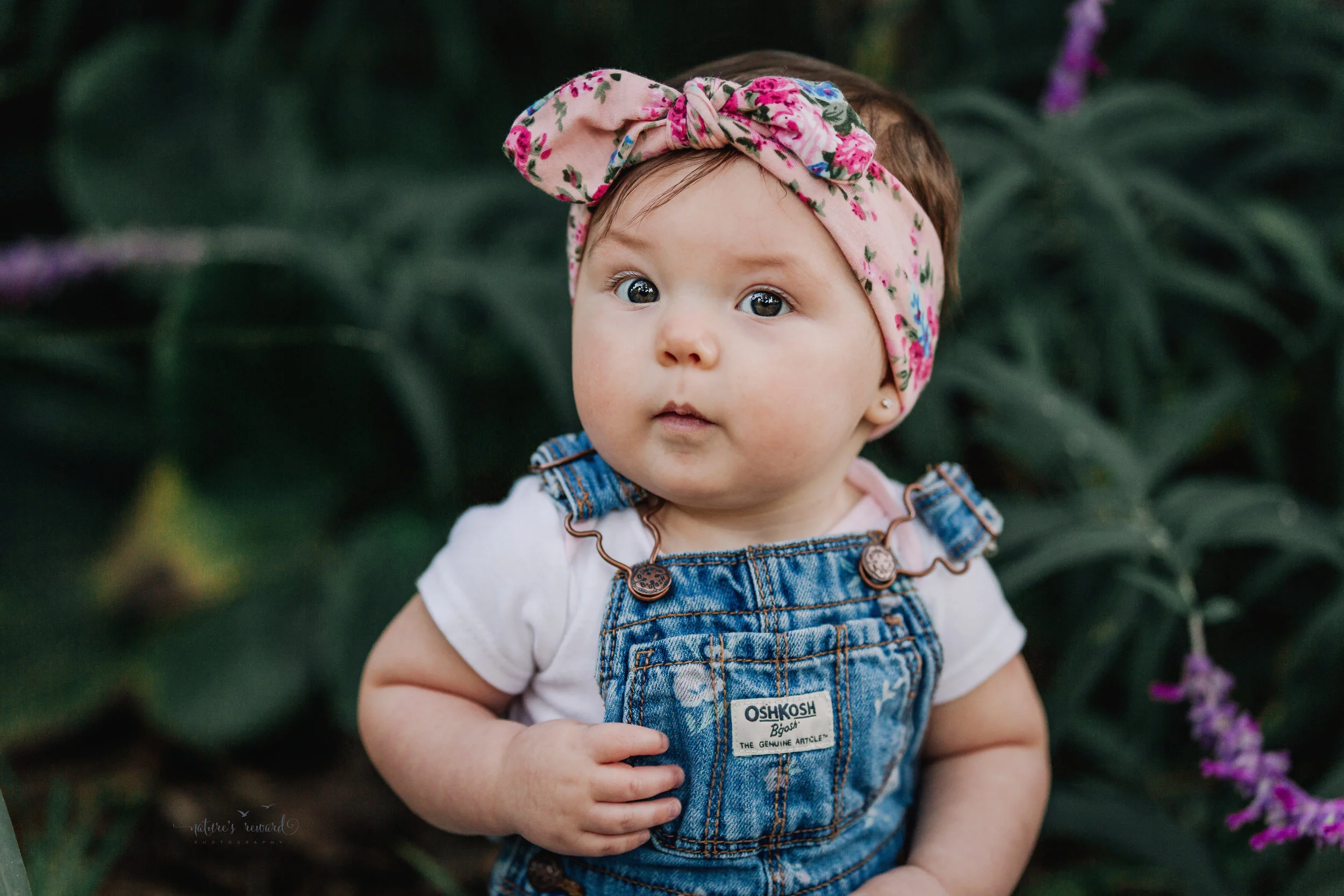 6 month old little girl during her sitter session portrait session by Nature’s Reward Photography
