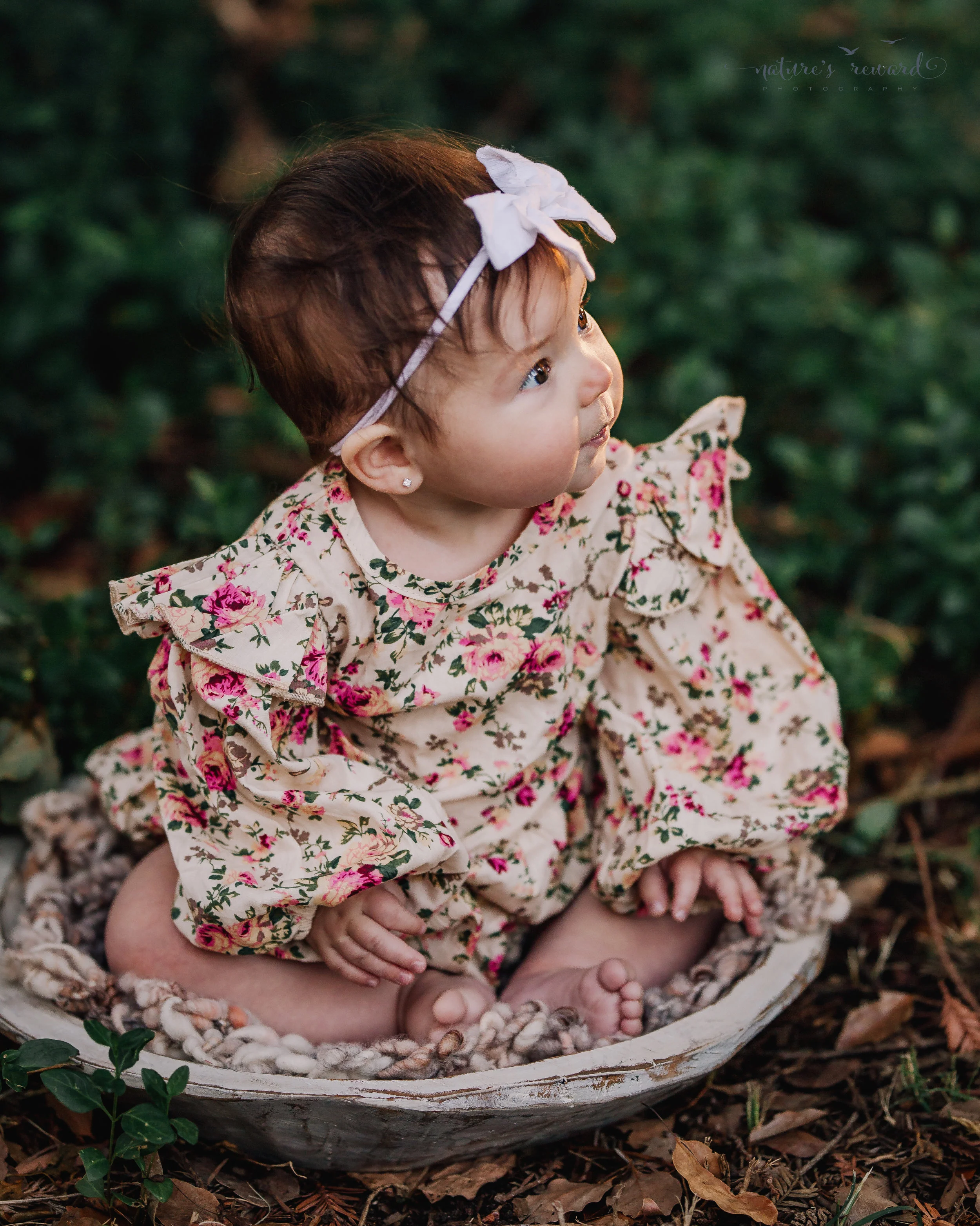 6 month old little girl during her sitter session portrait session by Nature’s Reward Photography