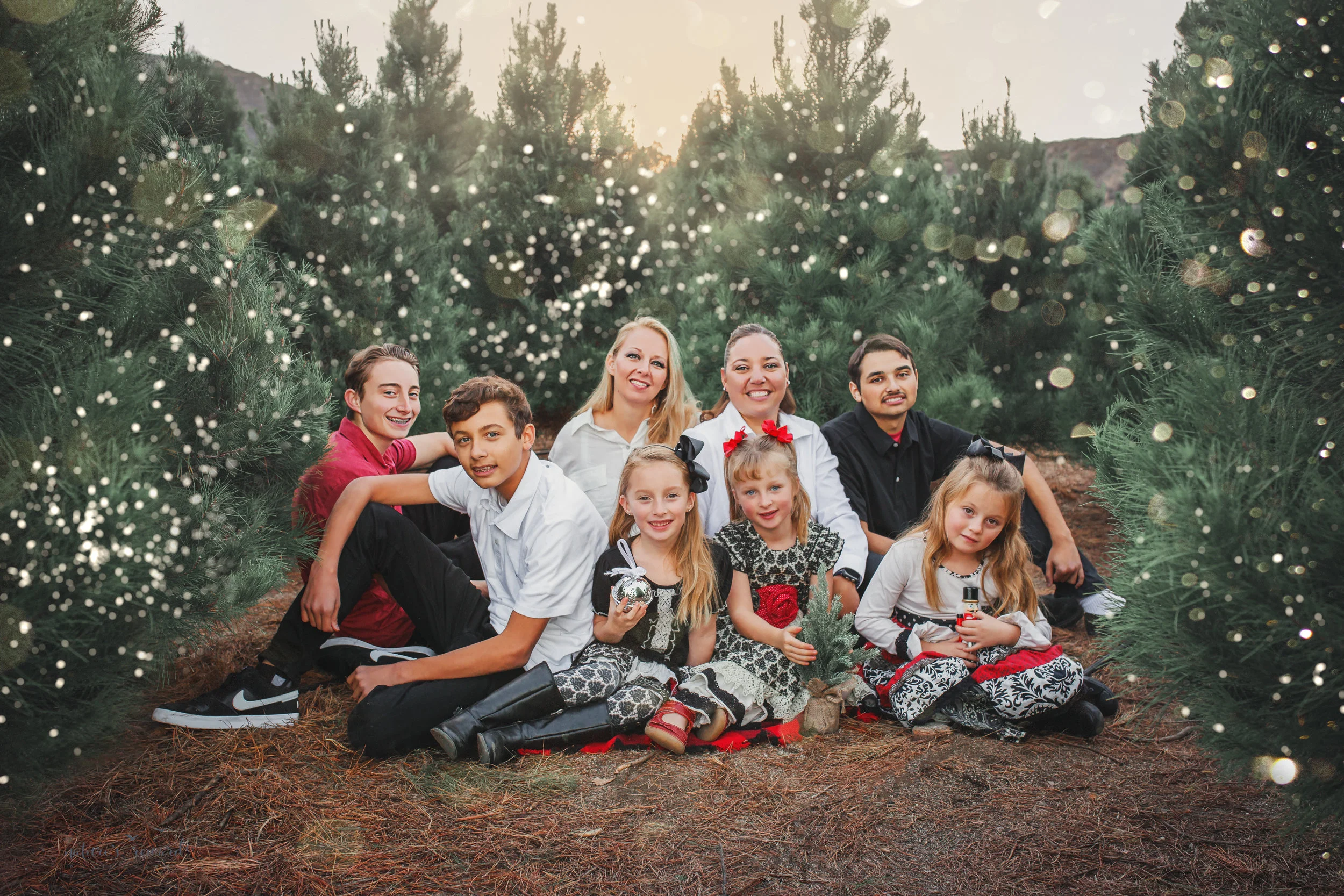A gorgeous family including 6 amazing children at a Christmas tree farm- A Portrait by Nature’s Reward Photography