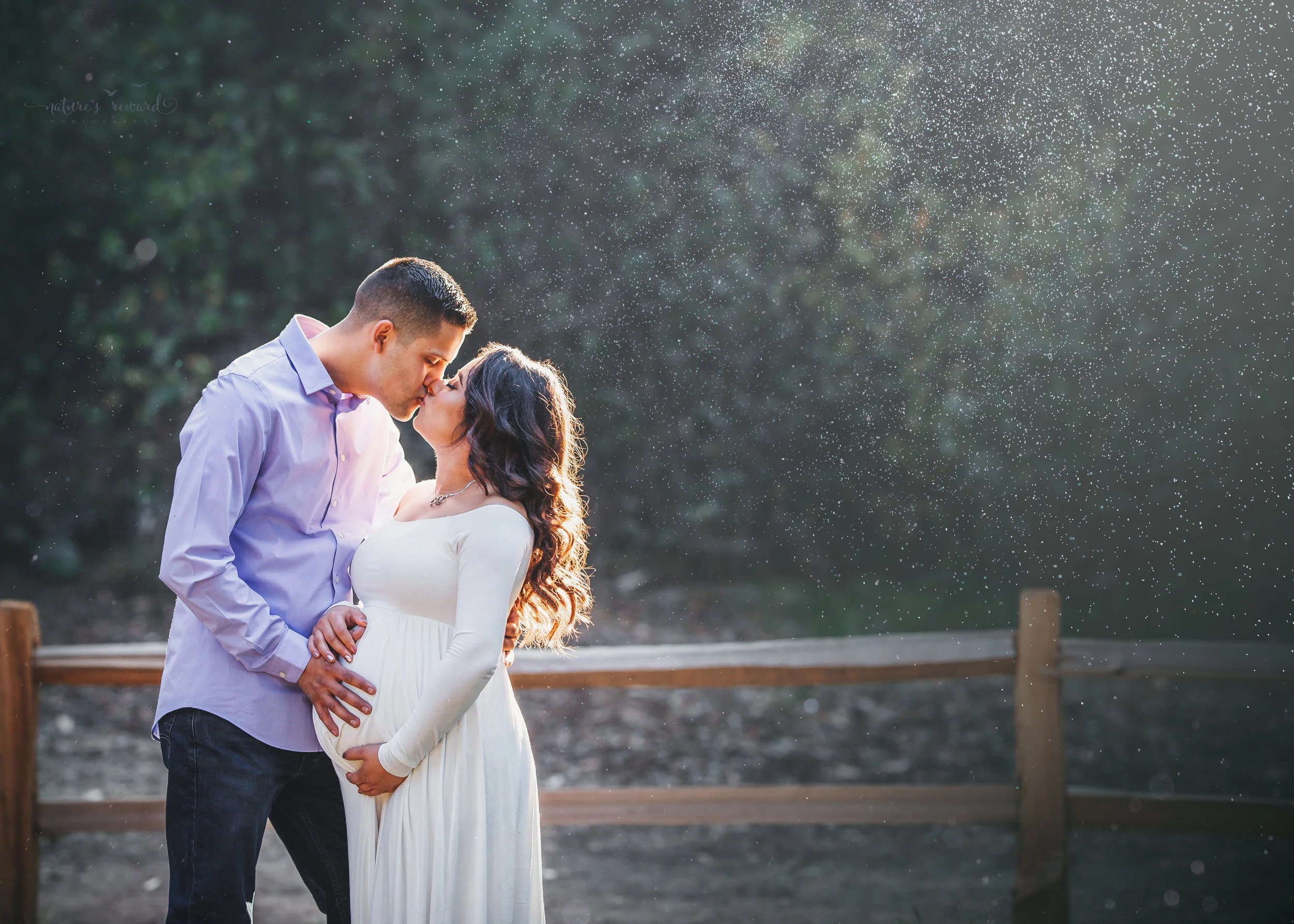Gorgeous Maternity session in a white maternity gown in Redlands, ca park by San Bernardino photographer- Nature’s Reward Photography