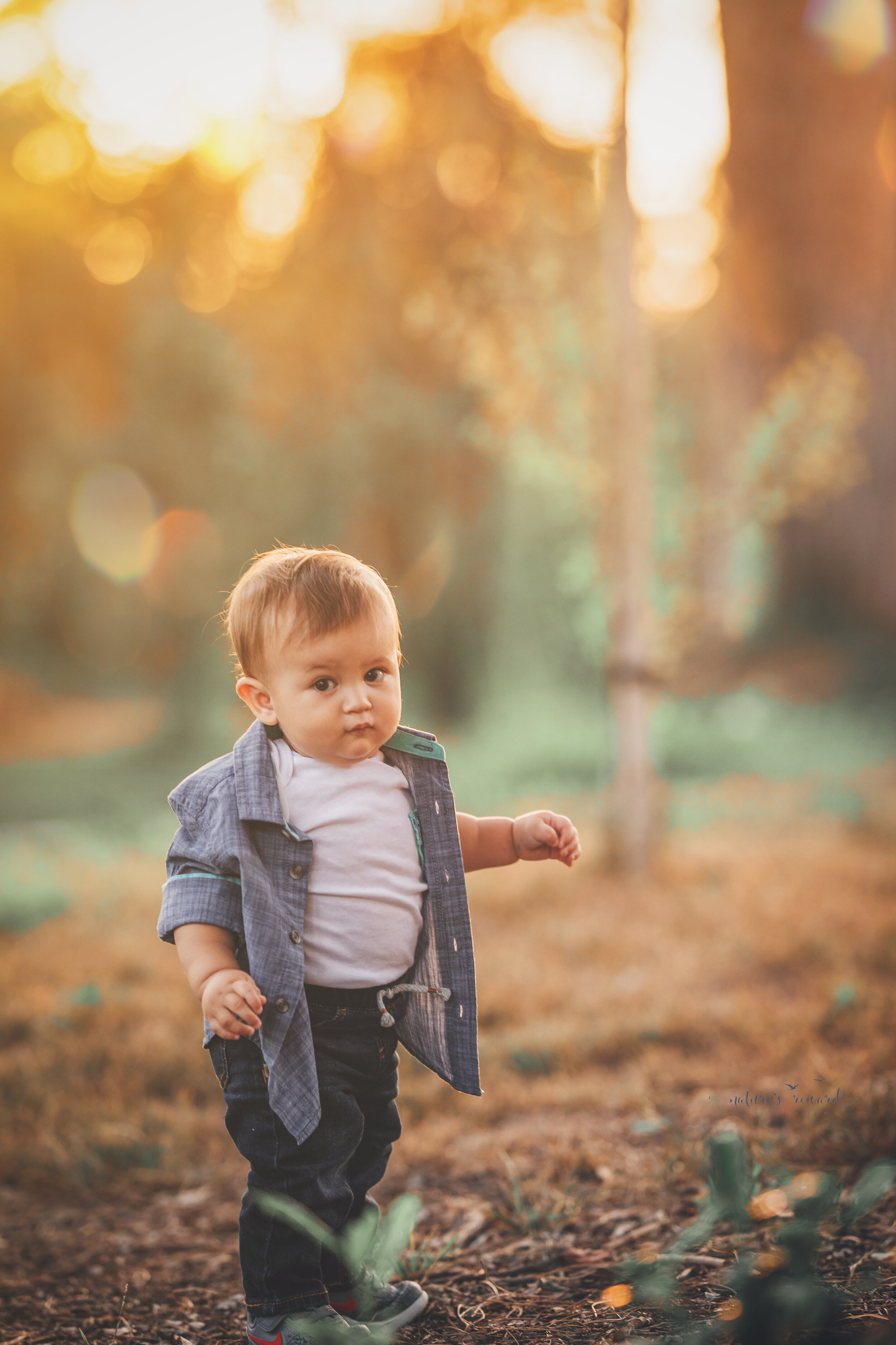 One year old Baby Boy session at the park by Nature’s Reward Photography