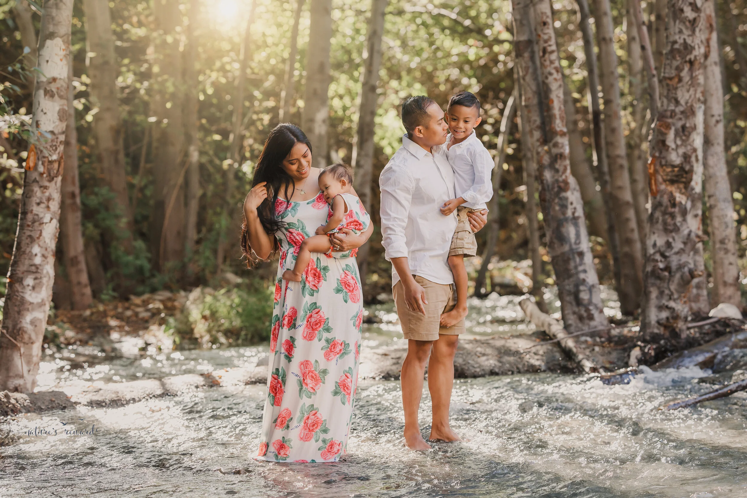 Beautiful family at the creek- portrait by Nature’s Reward Photography