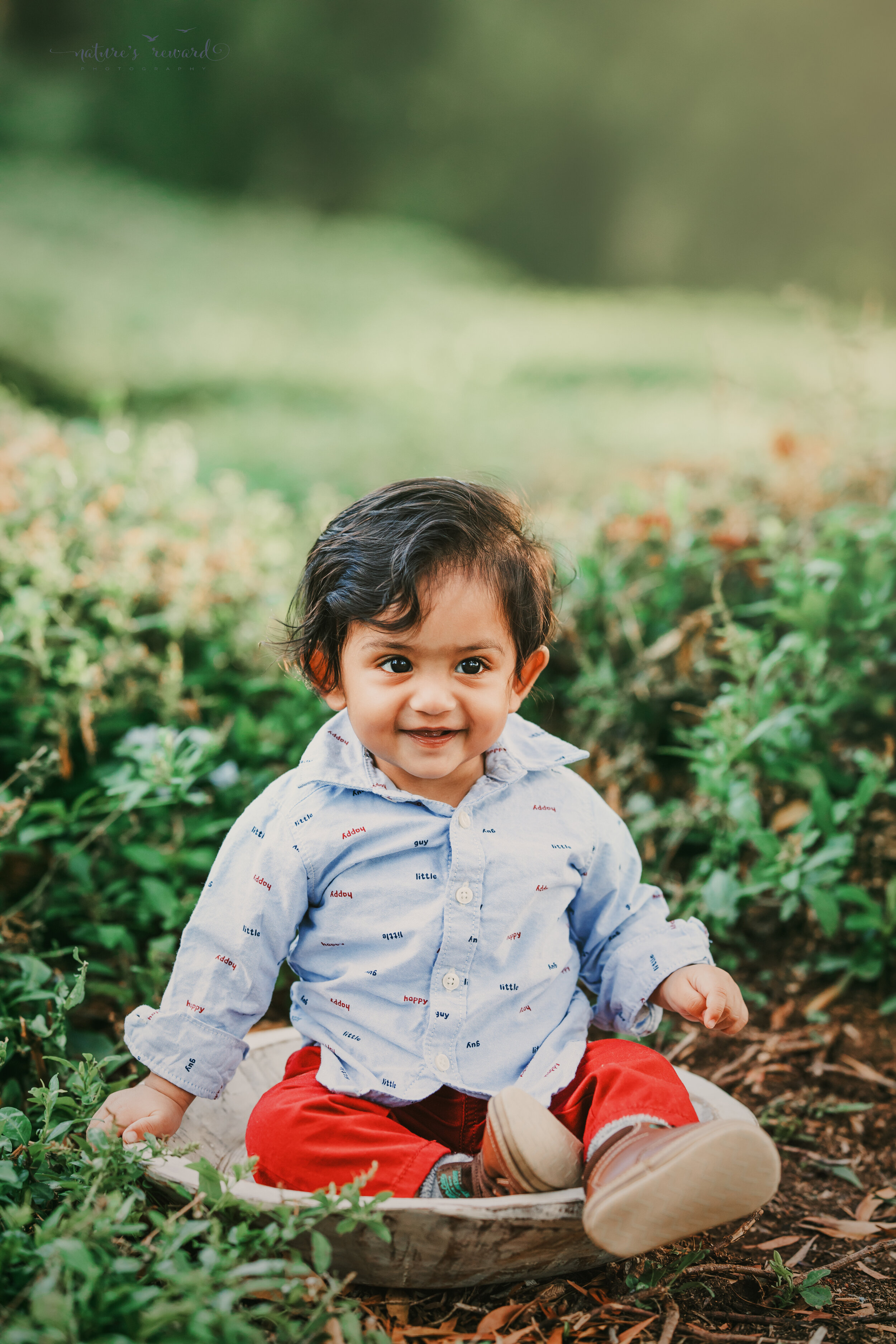 Fall sitter portrait in a lush green park in redlands California, by San Bernardino photographer, Nature’s Reward Photography.