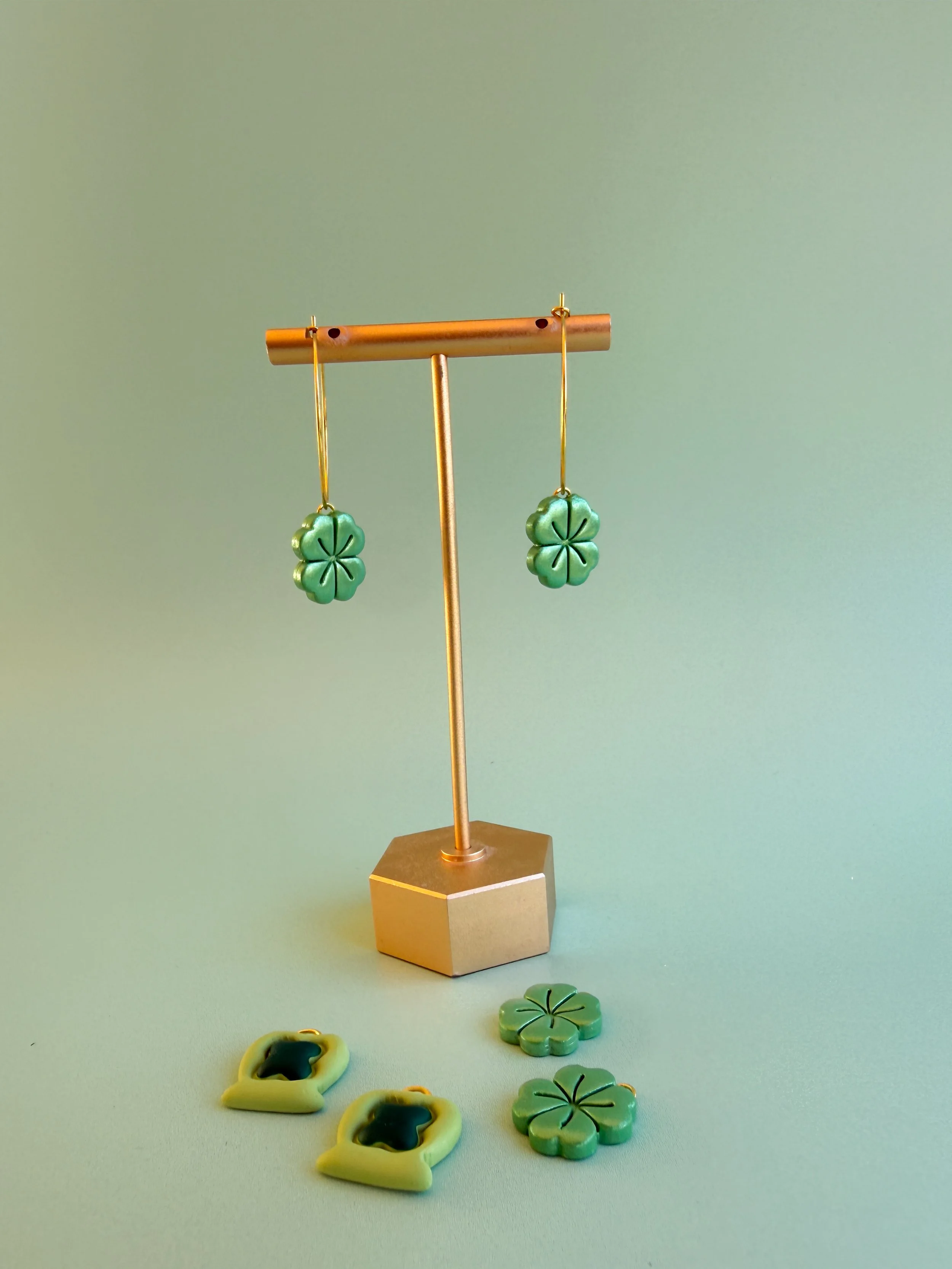 Interchangeable St. Patrick’s Day Earrings | Lucky Clover & Lucky Charm Polymer Clay Dangles