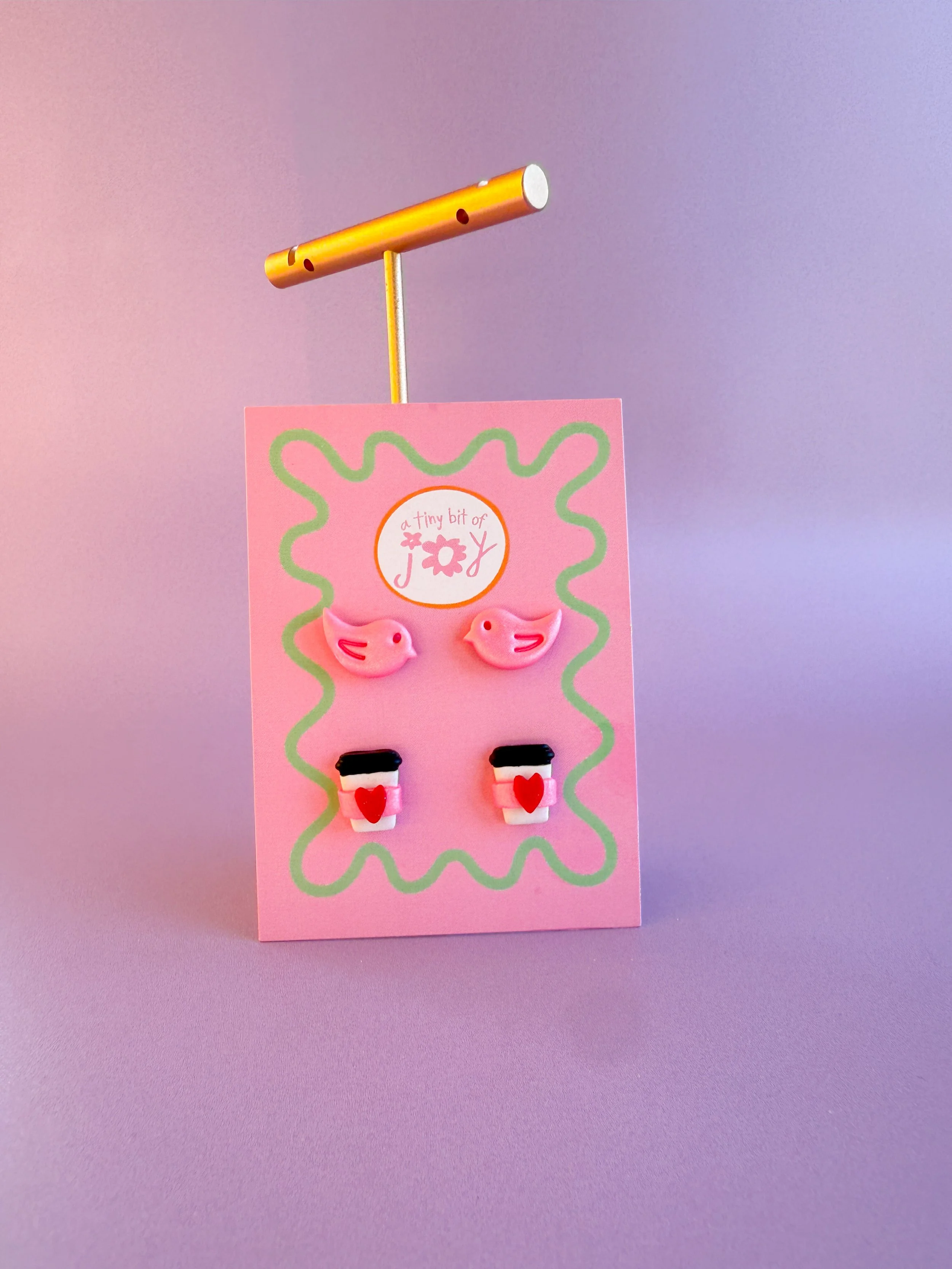 Love Birds & Coffee Stud Set