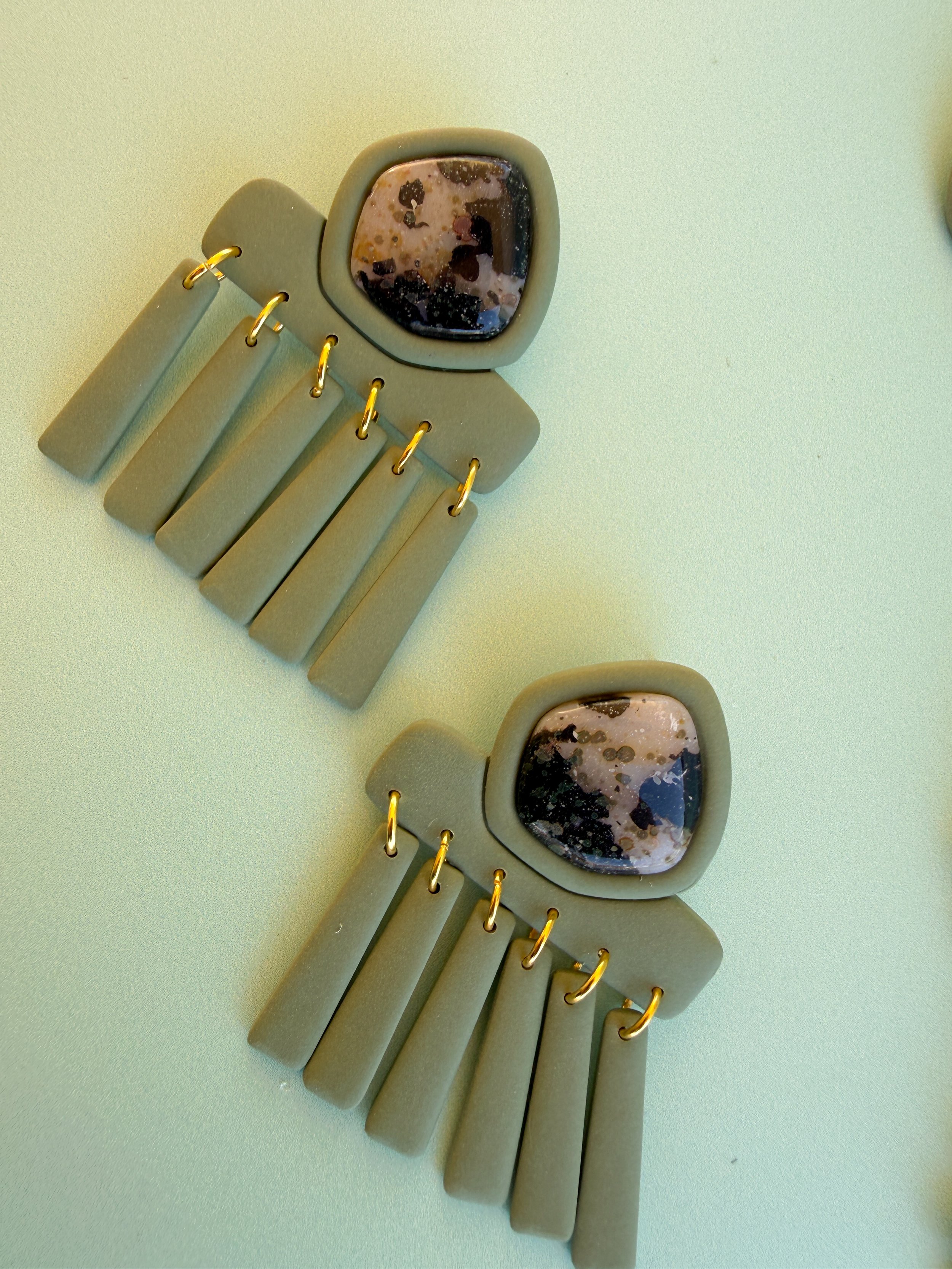 Dalmatian Jasper Fringe Drop Earrings
