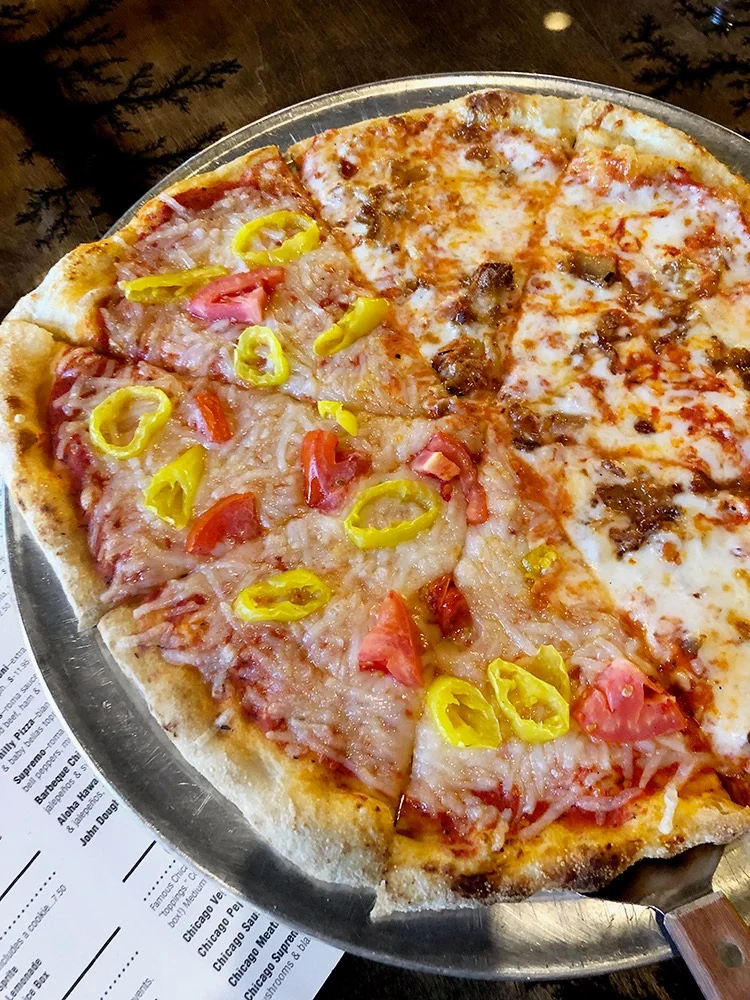  World Piece   This list would not be complete without a vegan and vegetarian-friendly pizza place. World Piece, located off of Stone Ave in Greenville, offers some delicious vegetarian and vegan pie options. Choose from a long list of veggie pizzas