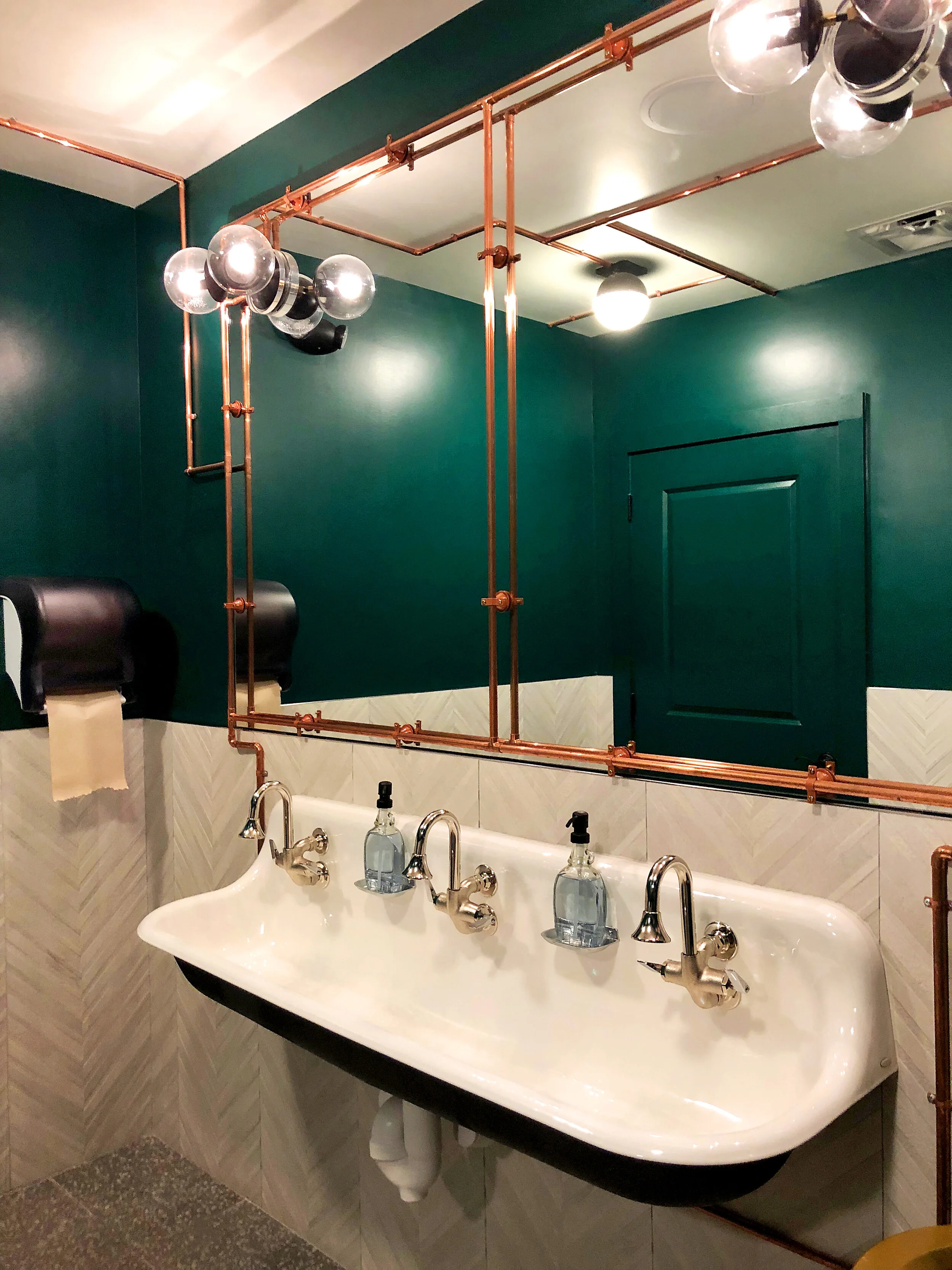“Most Elevated Trough”    The Burrow   Glam meets a trough fit for a king. Head to the head in Emerald City for a chic bathroom experience where the lavatory makes a perfect Instagram selfie.