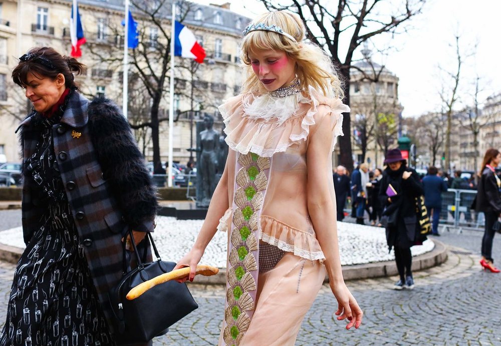 This image is so Marie Antoinette to me. Petite Meller (right), image by Phil Oh , Paris Fashion Week 2016.